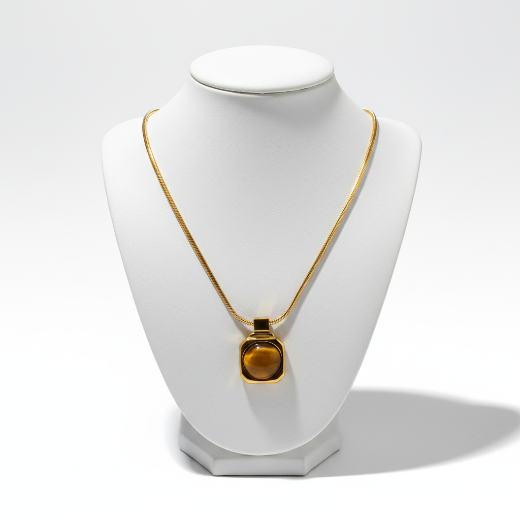 Tigers Eye Bezel Necklace