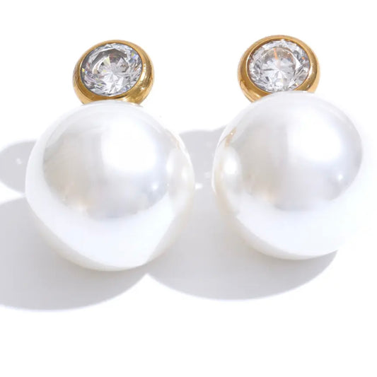 Large Pearl Cz Studs