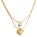 Heart and Crystal Double Necklace