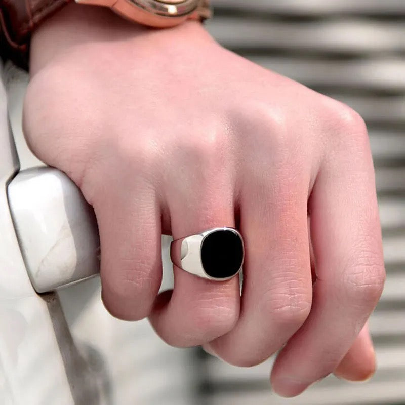 Black Stainless Signet Ring