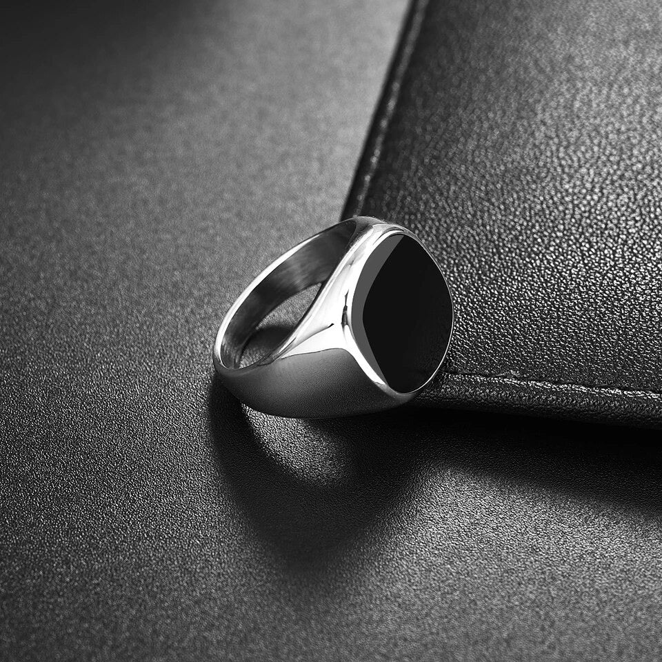 Black Stainless Signet Ring