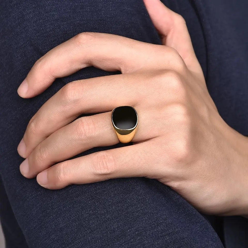 Black Stainless Signet Ring