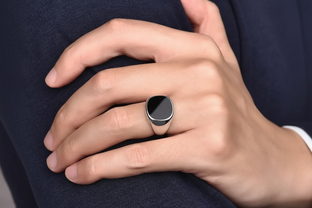 Black Stainless Signet Ring