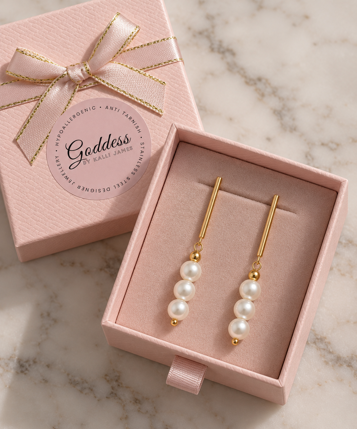 Pearl Trio Drop Earrings