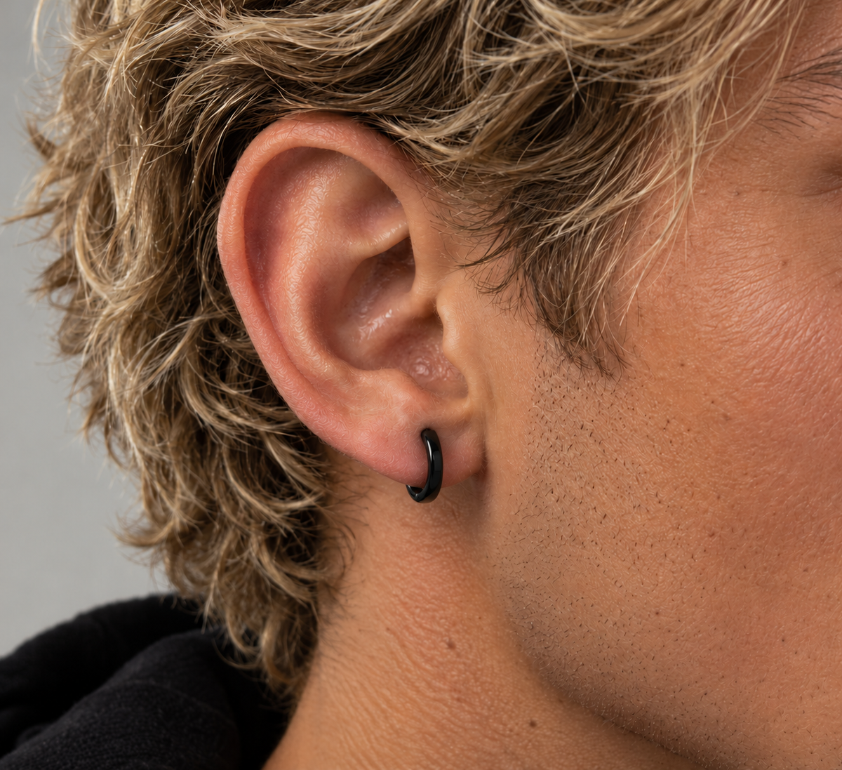 Thin Black Hoops