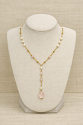 Aurora Lariat Rose Quartz Necklace