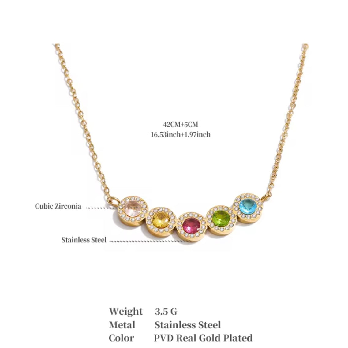 Multi Coloured Crystal Bead Necklace