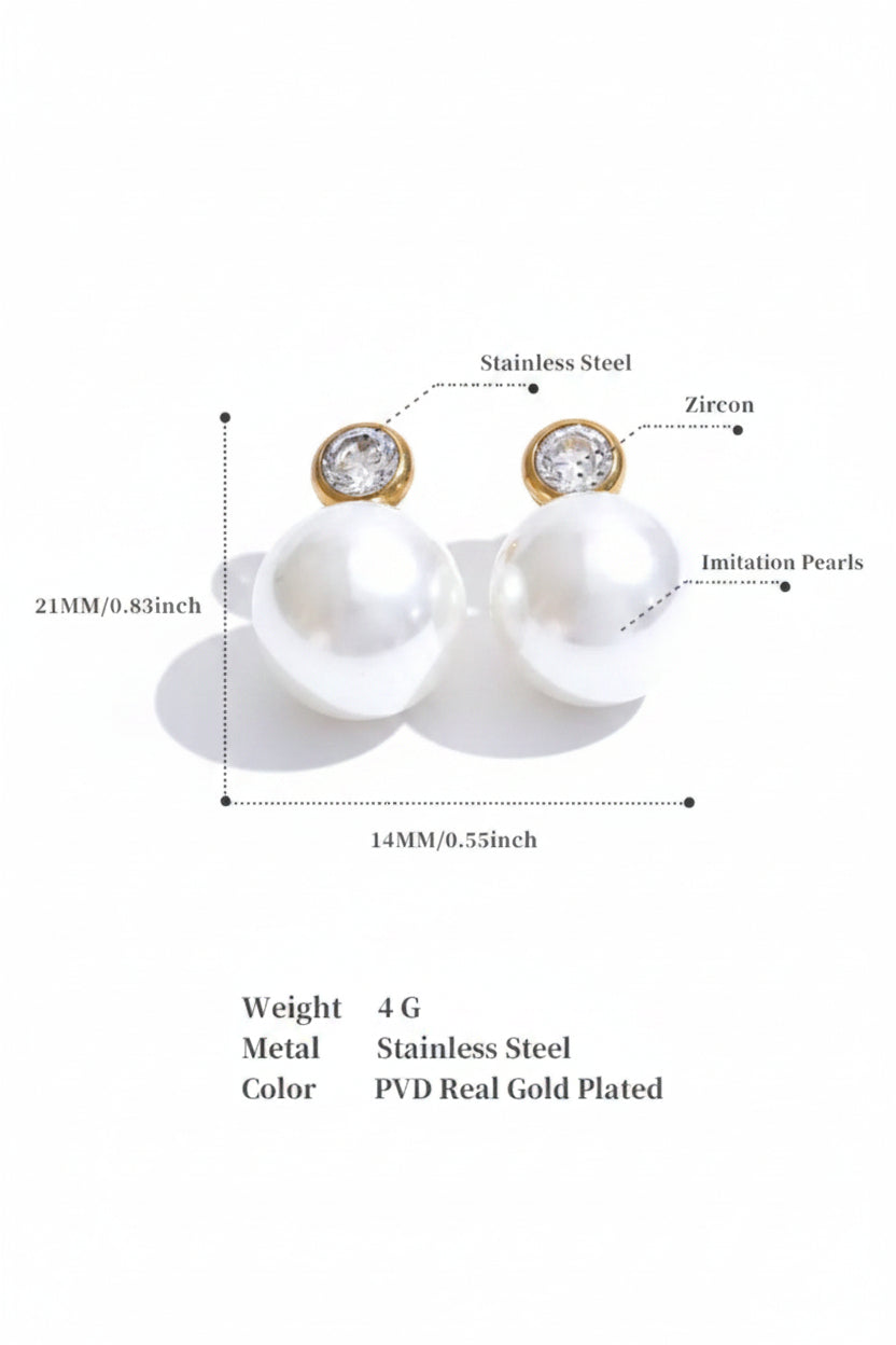 Large Pearl Cz Studs