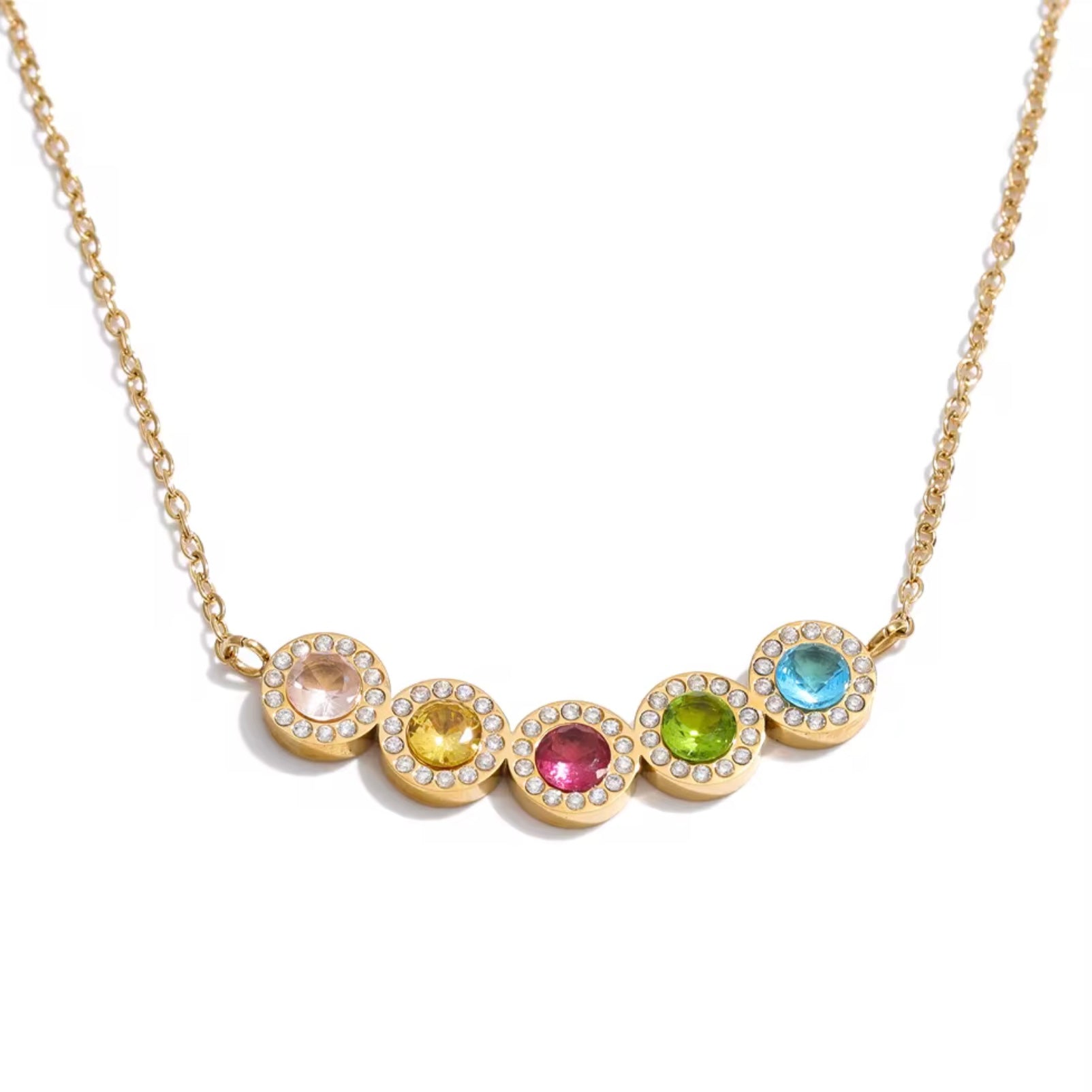 Multi Coloured Crystal Bead Necklace