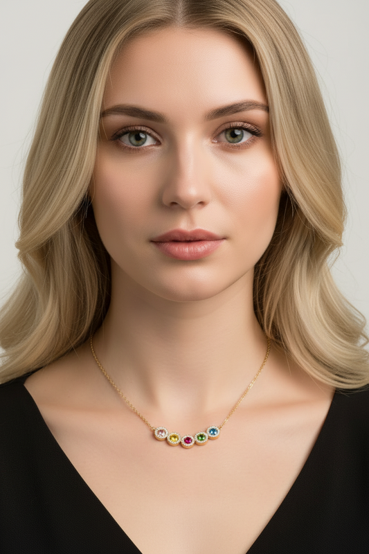 Multi Coloured Crystal Bead Necklace