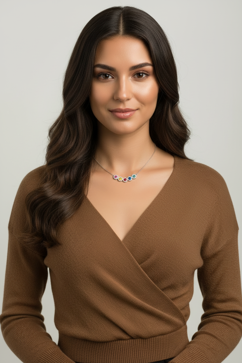 Multi Coloured Crystal Bead Necklace