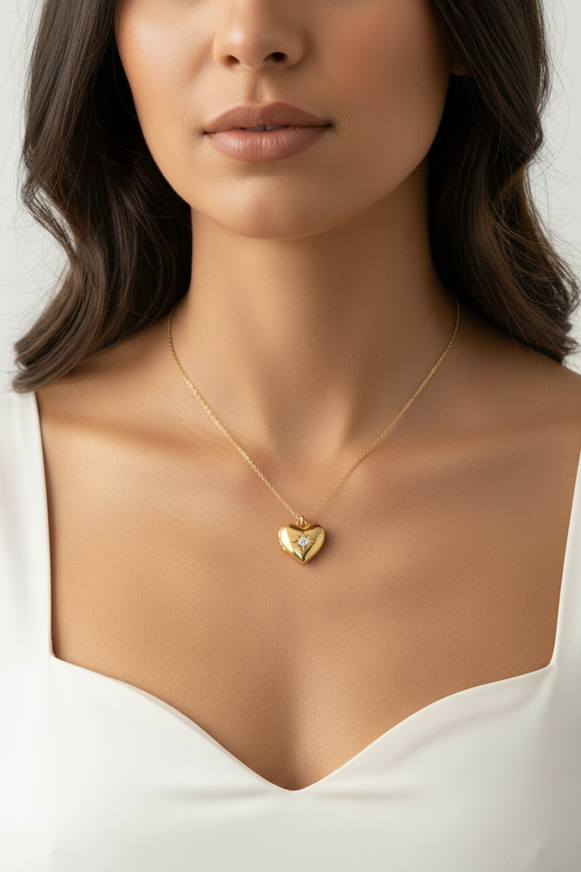 Crystal Puff Heart Charm