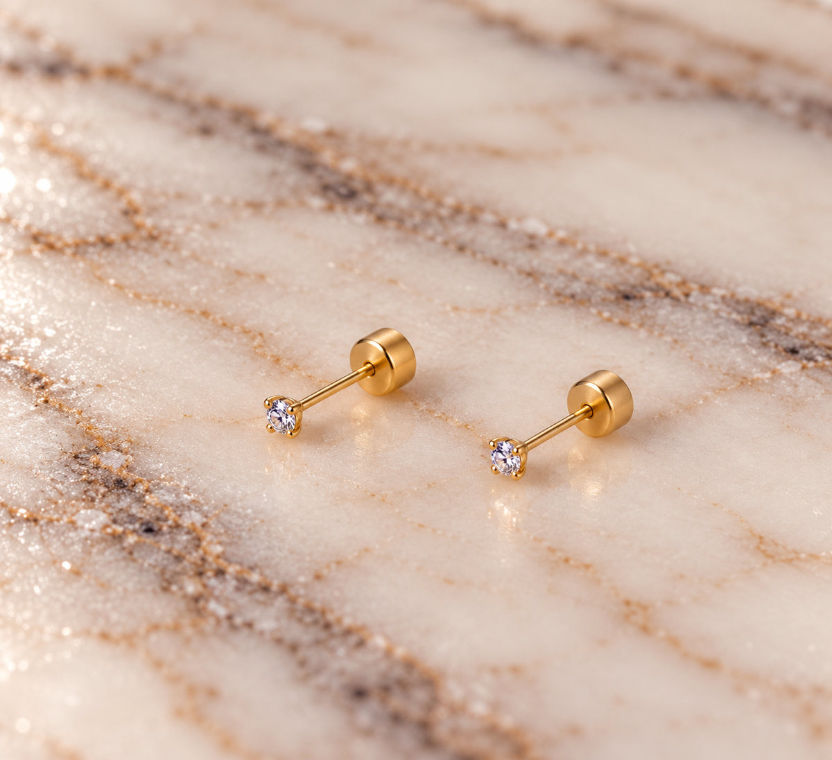 2 mm Gold Plated Theo Studs