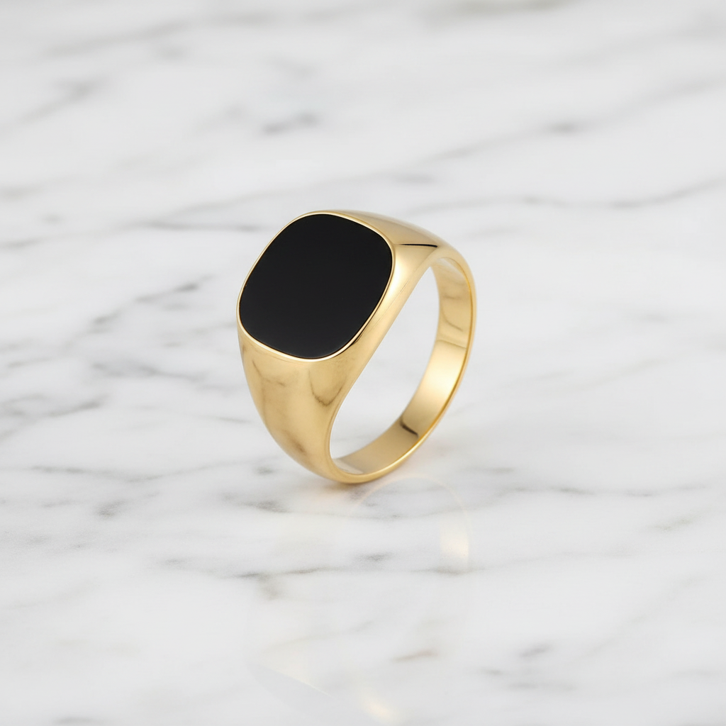 Black Stainless Signet Ring