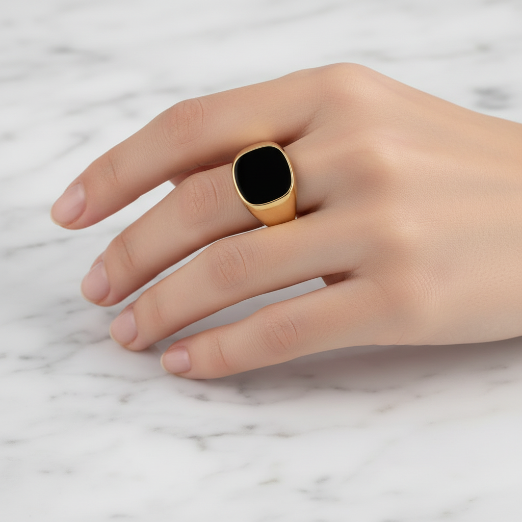 Black Stainless Signet Ring