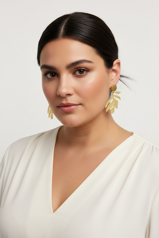 Goddess Leaf Raw Brass Earrings