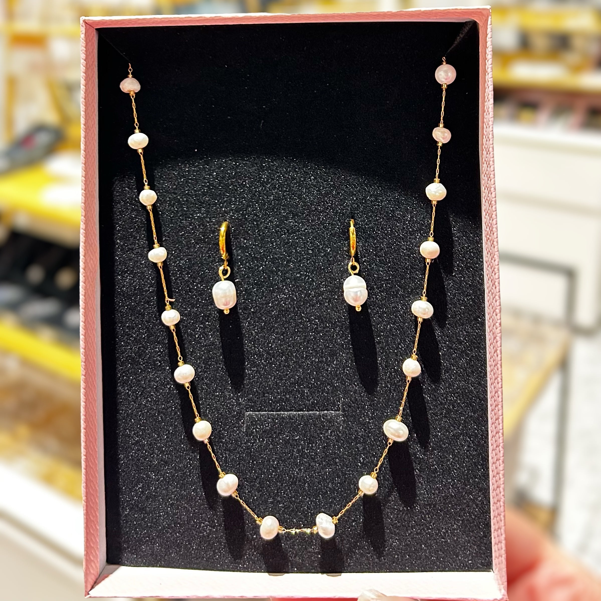 Pearl Necklace and Earring Set