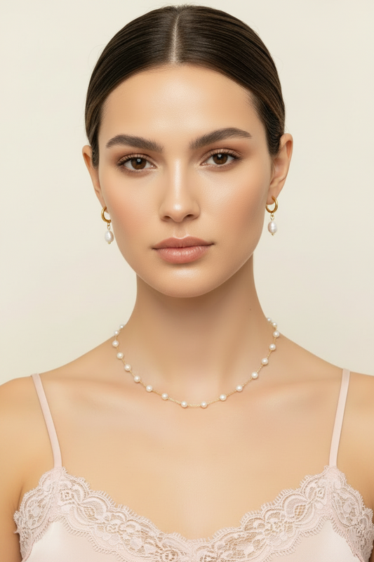 Pearl Necklace and Earring Set