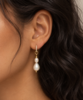 Eva Pearl Crystal Hoops