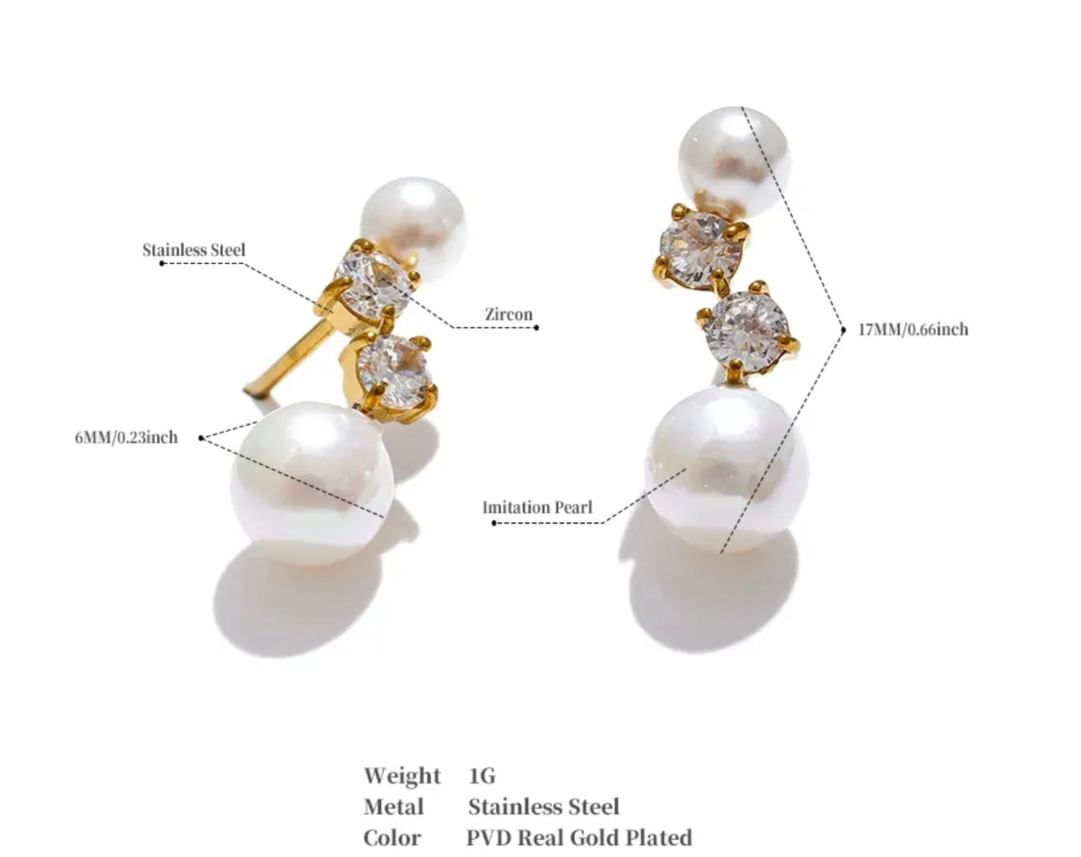 Pearl Cz Earrings
