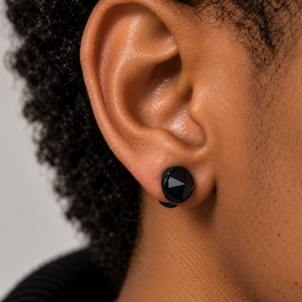 Black Stud Earrings (8 mm)