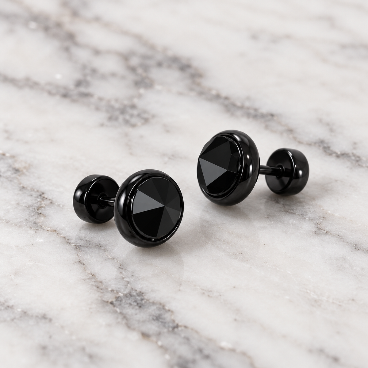 Black Stud Earrings (8 mm)