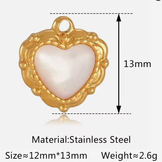 Vintage Mother of Pearl Small Heart Charm