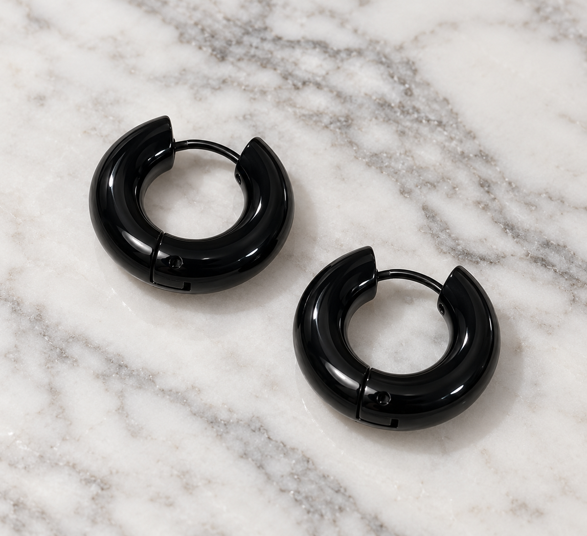 Onyx Chunky Hoop Earrings