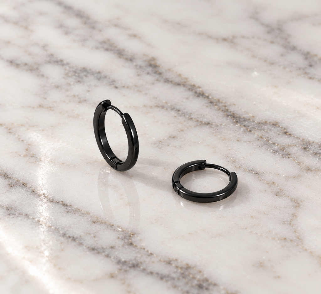 Thin Black Hoops