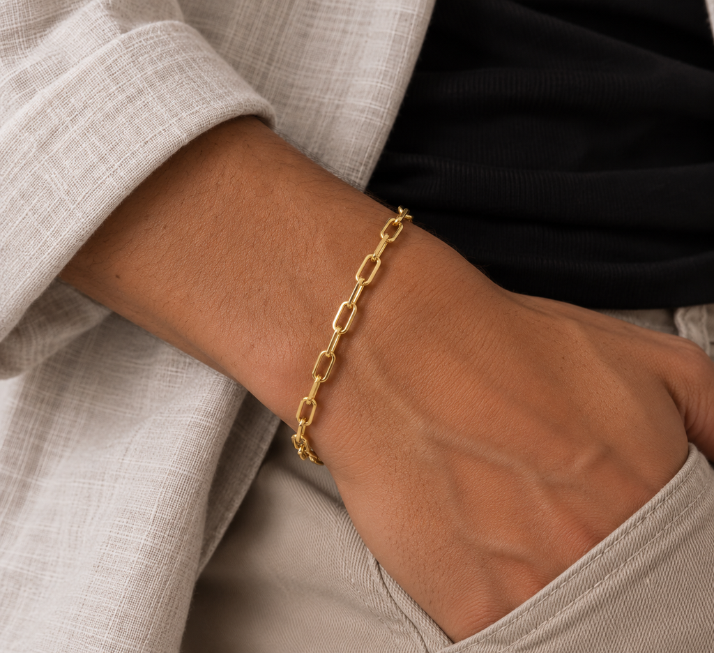 Georgios 4.5 mm x 2.5 mm Paperclip Chain Bracelet