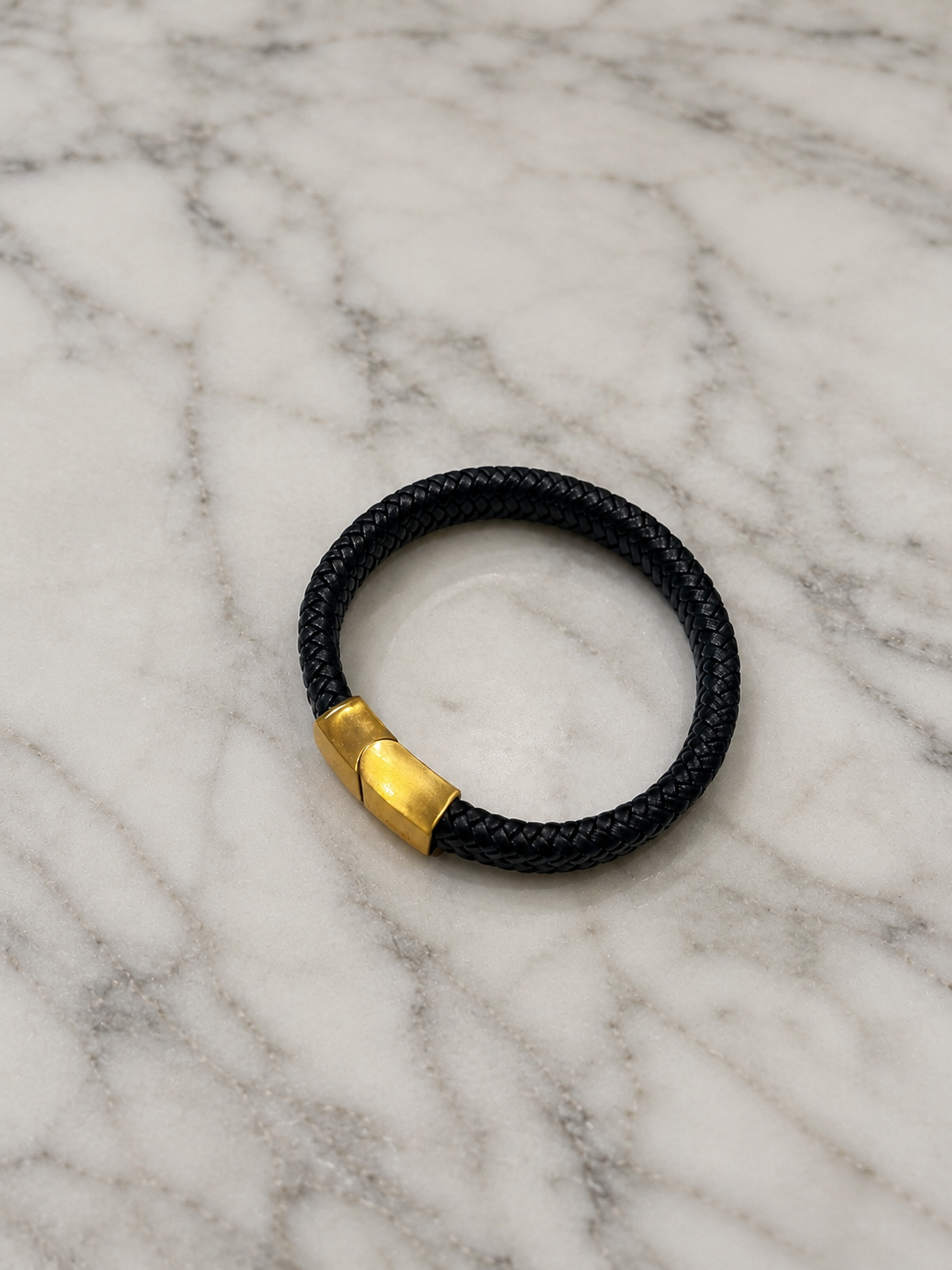 Gold Leather Clasp Bracelet