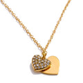 18ct PVD Gold Pated Stainless Steel heart-shaped necklace with embedded crystals