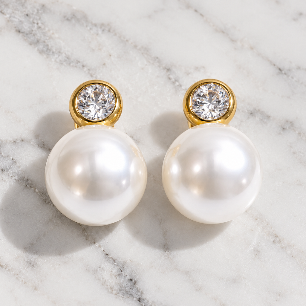 Large Pearl Cz Studs