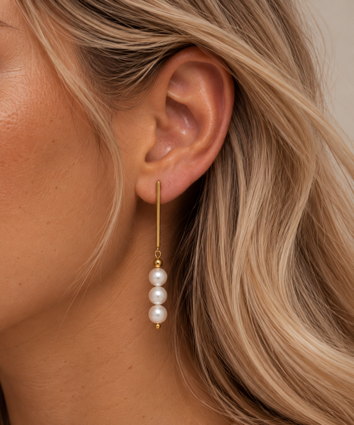 Pearl Trio Drop Earrings