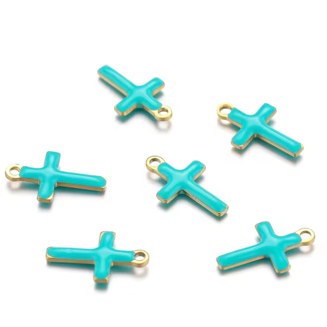 Blue Enamel Mini Cross Pendant