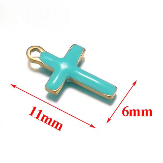 Blue Enamel Mini Cross Pendant