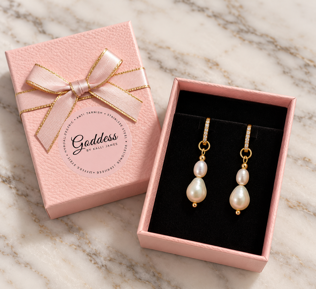 Eva Pearl Crystal Hoops