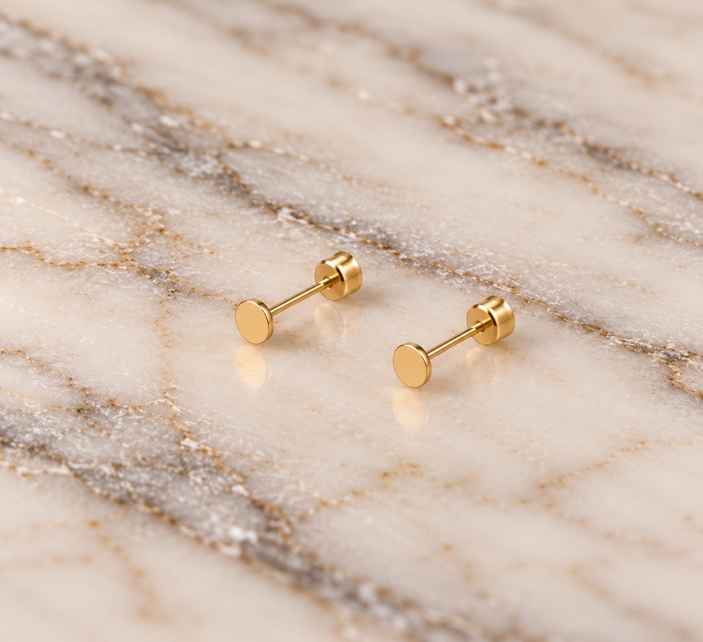 2mm Flat Gold Studs