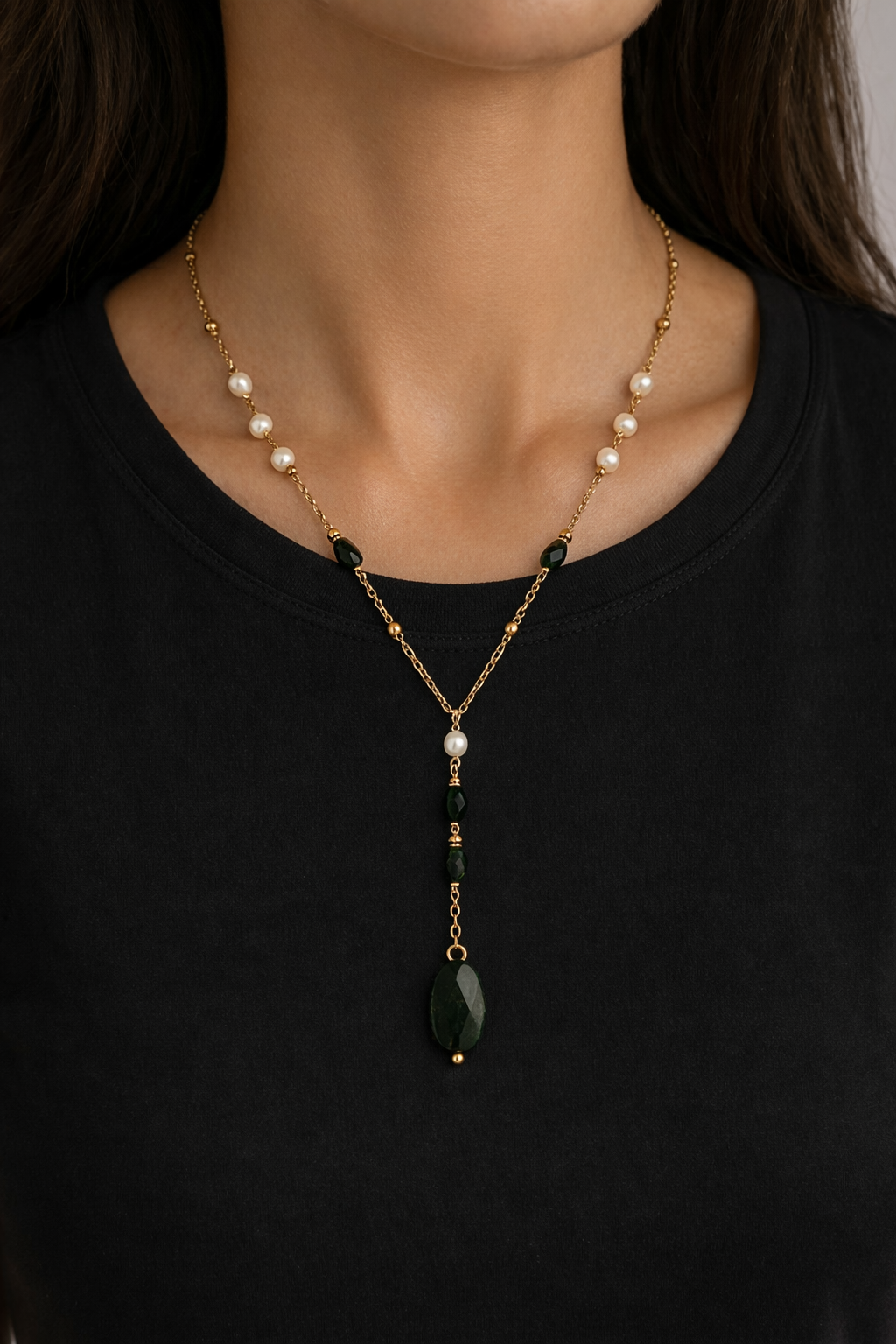 Aurora Lariat Jade Necklace