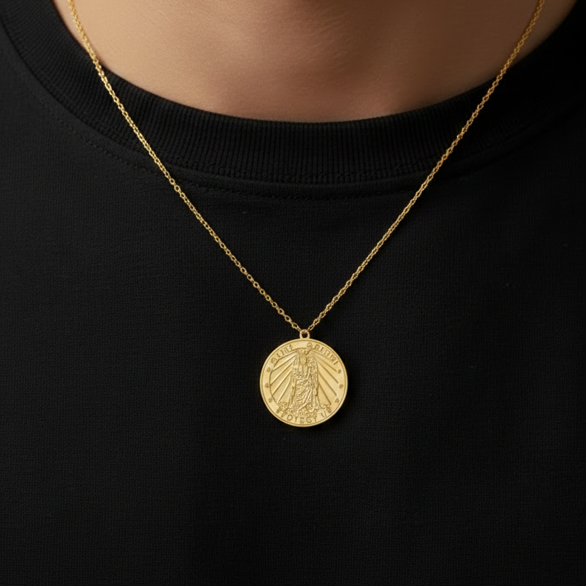 Gold Necklace St Gabriel Pendant