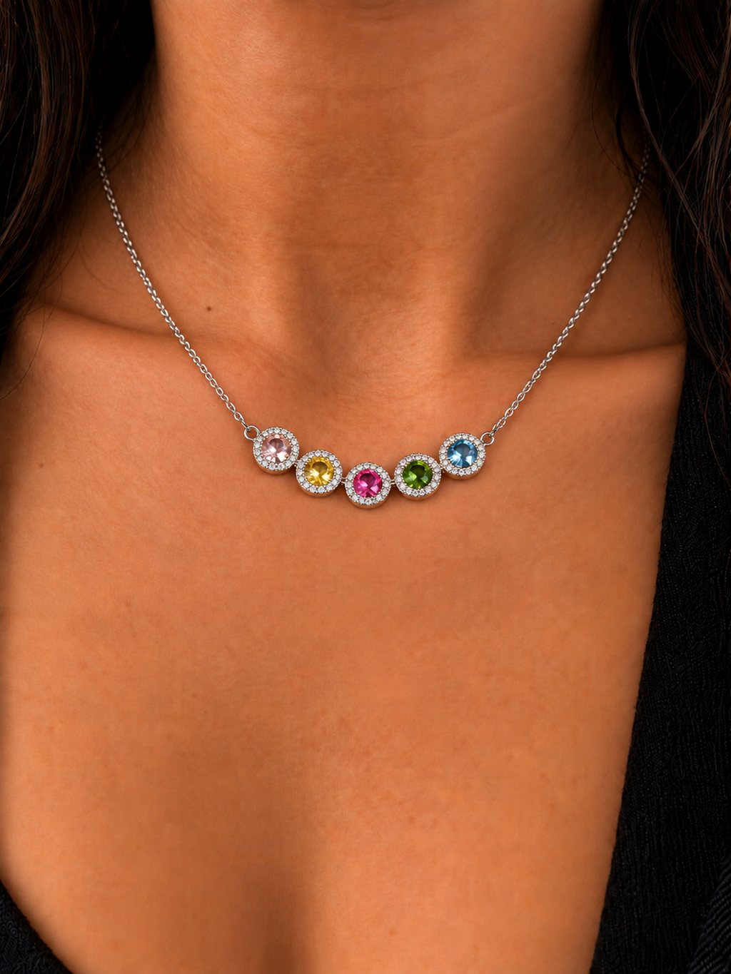 Multi Coloured Crystal Bead Necklace