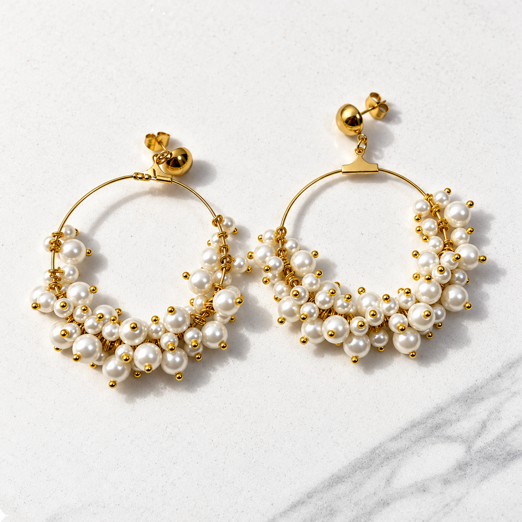 Clio Beaded Pearl Earrings