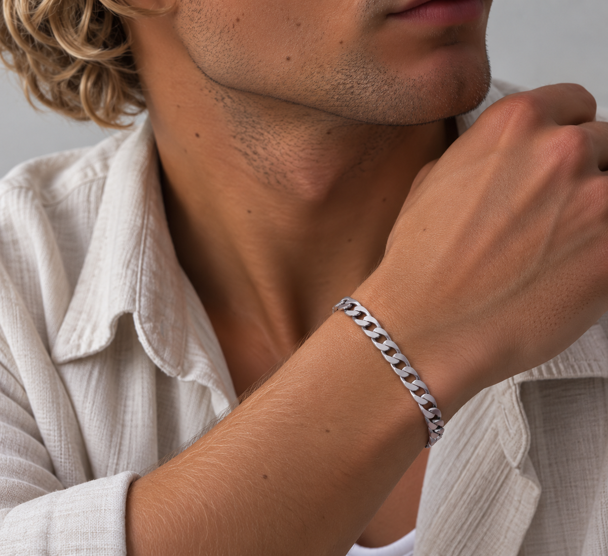 Andreas 7 mm Flat Cuban Chain Bracelet