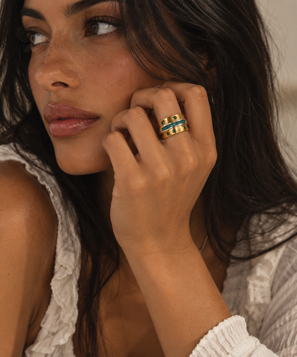 Esme Ring Stack Green