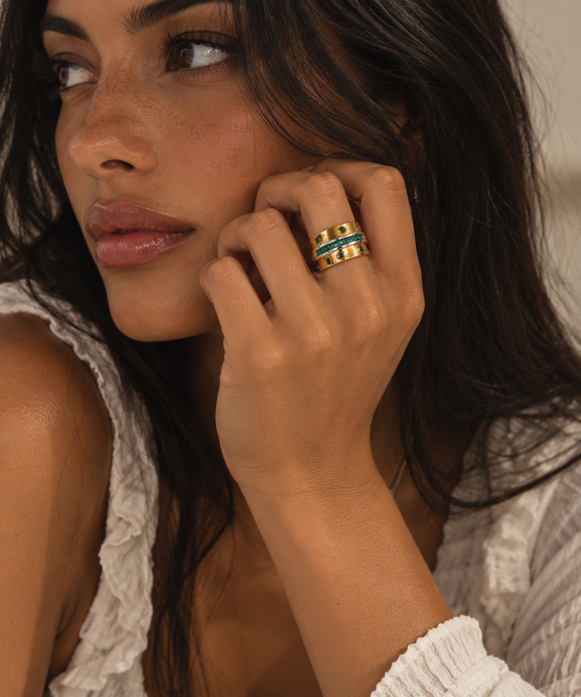 Esme Ring Stack Green