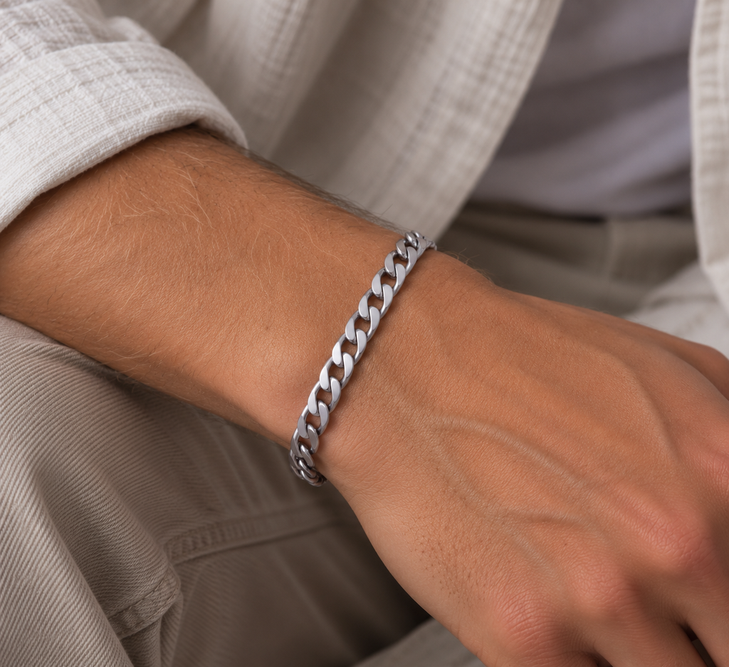 Andreas 7 mm Flat Cuban Chain Bracelet