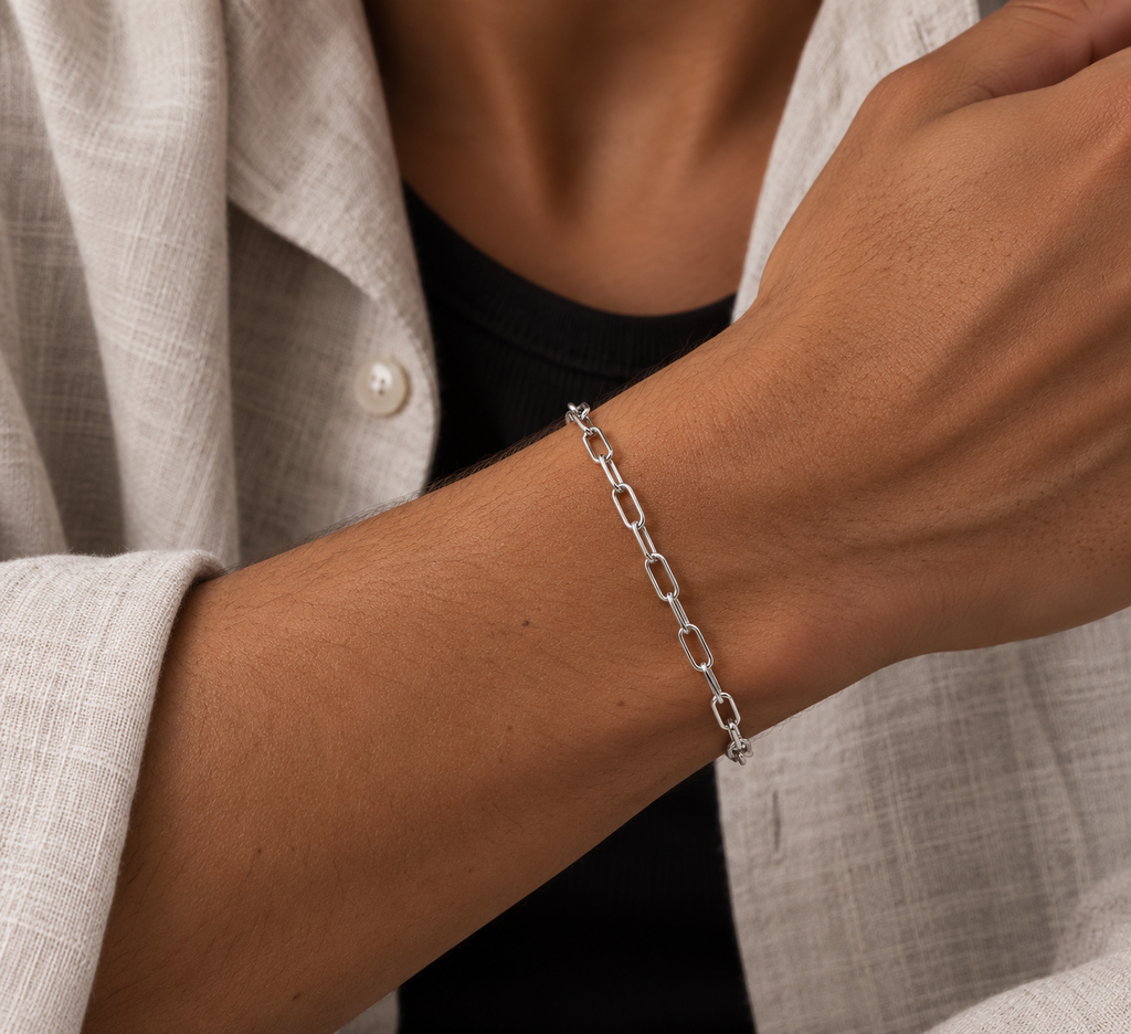 Georgios 4.5 mm x 2.5 mm Paperclip Chain Bracelet