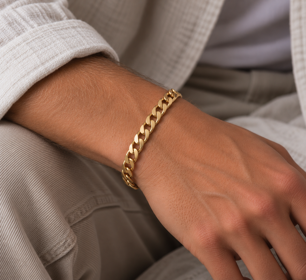 Andreas 7 mm Flat Cuban Chain Bracelet