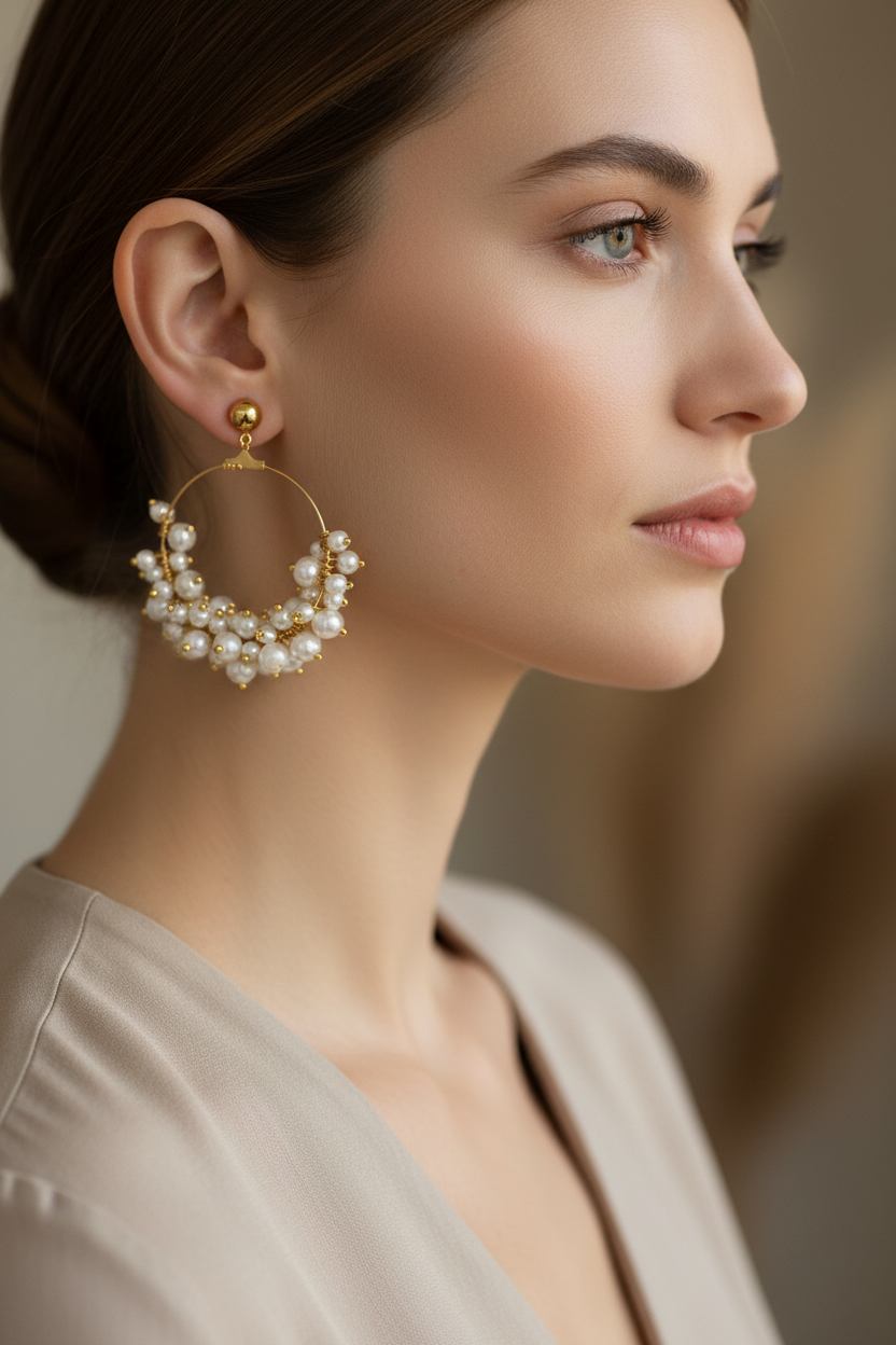 ‘Clio’ Beaded Pearl Earrings #298