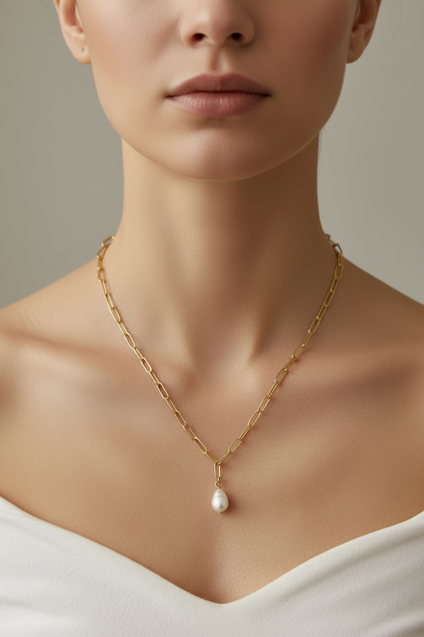 “Elektra” Pearl Drop Necklace #N401
